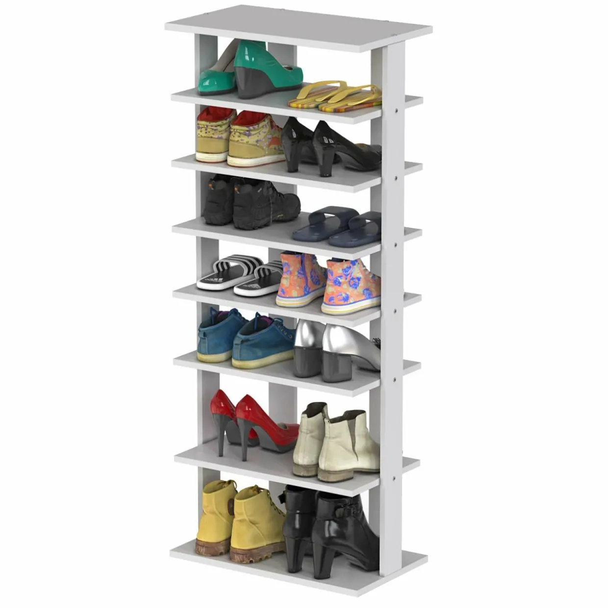 Tangkula 7 Tiers Vertical Shoe Rack, Entryway Slim Wooden Shoes Racks