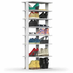 Tangkula 7 Tiers Vertical Shoe Rack, Entryway Slim Wooden Shoes Racks