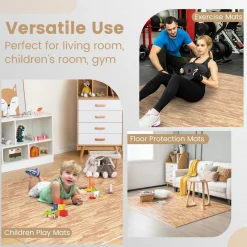Tangkula 12 Tiles Exercise Foam Mats with Border, 48 SQ FT EVA Interlocking Flooring Mats for Exercise Equipment