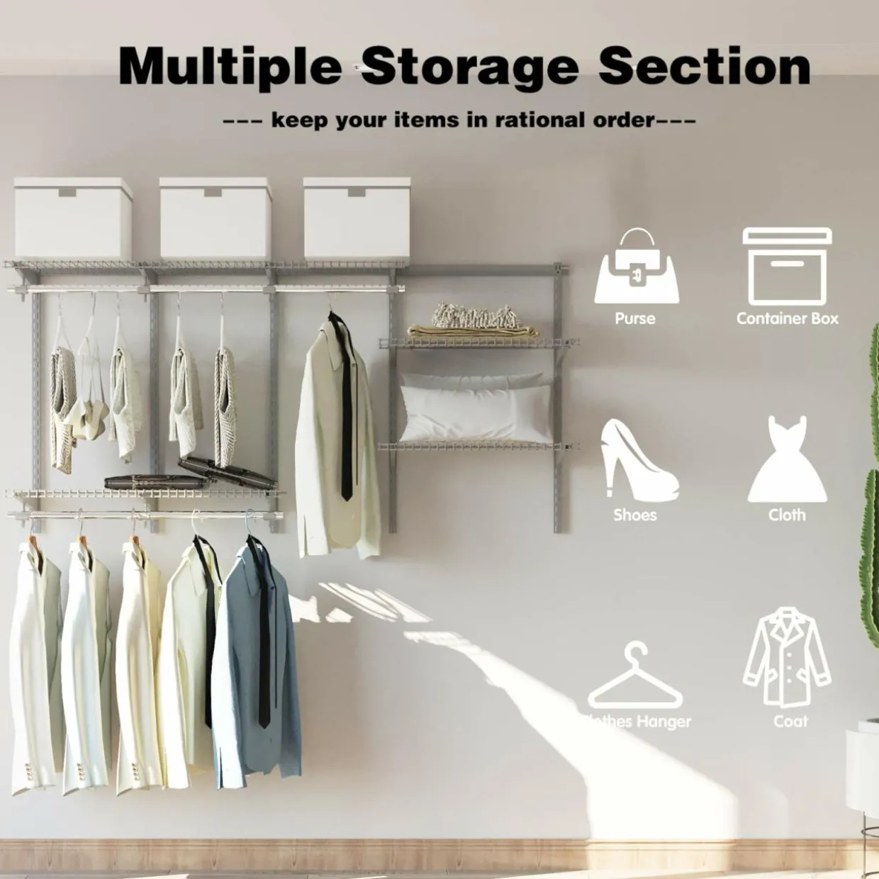 Tangkula 3 to 6 FT Custom Closet Organizer System Kit