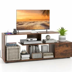 Tangkula 60" TV Stand with Charging Station