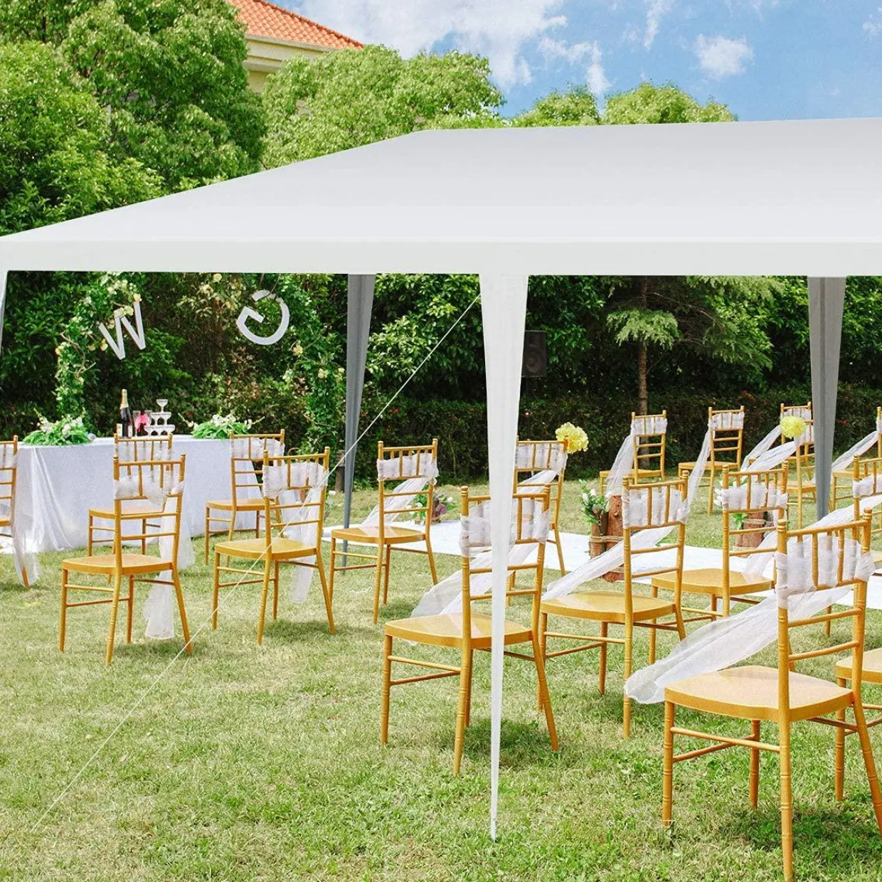 Tangkula 10 x 20 Feet Canopy Tent, Waterproof Wedding Canopy with Wind Rope, Outdoor Shelter Pavilion for Parties