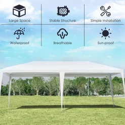 Tangkula 10 x 20 Feet Canopy Tent, Waterproof Wedding Canopy with Wind Rope, Outdoor Shelter Pavilion for Parties