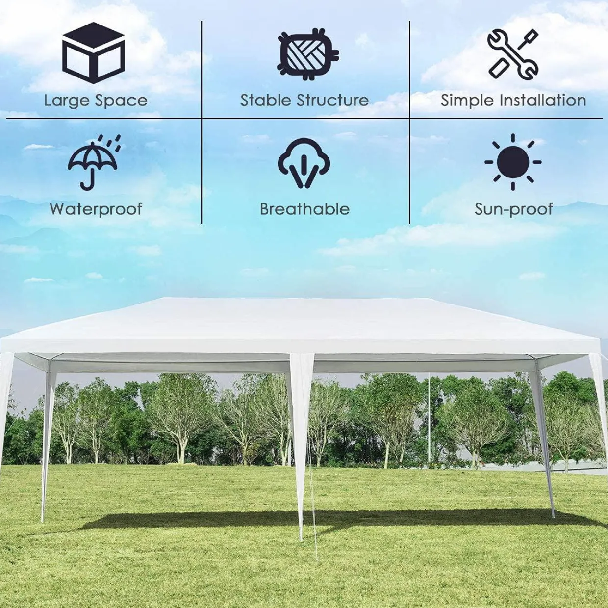 Tangkula 10 x 20 Feet Canopy Tent, Waterproof Wedding Canopy with Wind Rope, Outdoor Shelter Pavilion for Parties