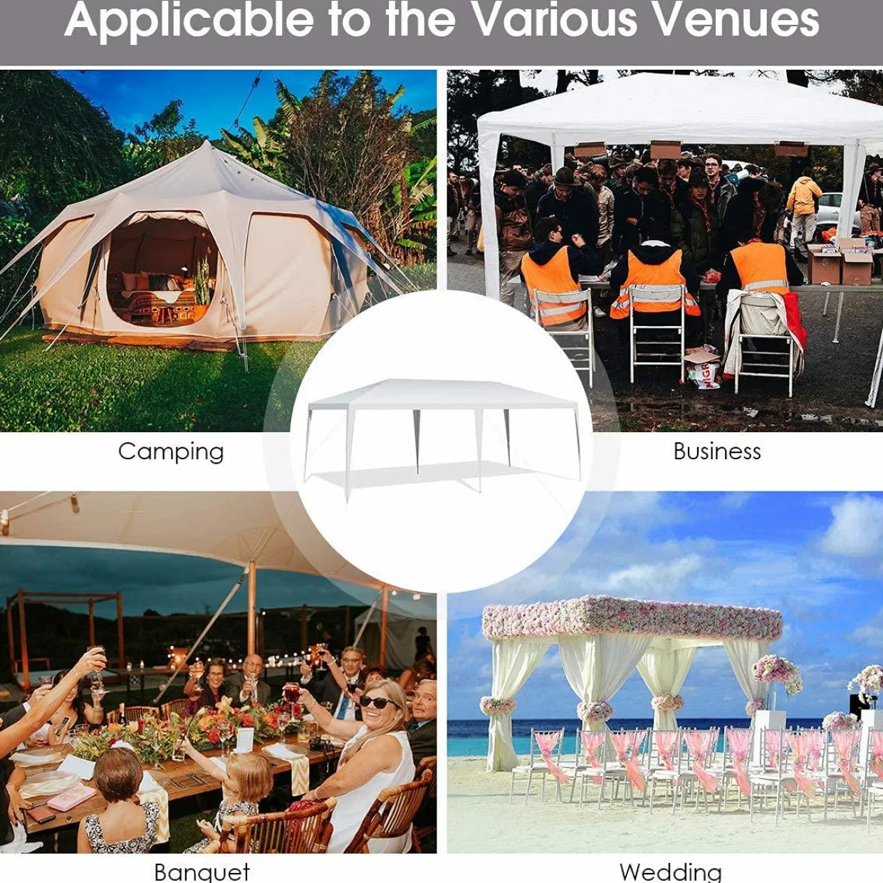 Tangkula 10 x 20 Feet Canopy Tent, Waterproof Wedding Canopy with Wind Rope, Outdoor Shelter Pavilion for Parties