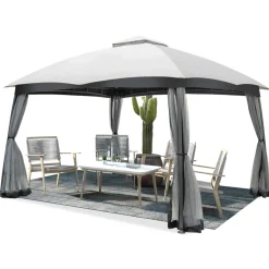 Tangkula 10 X 10 FT Patio Gazebo with Privacy Netting
