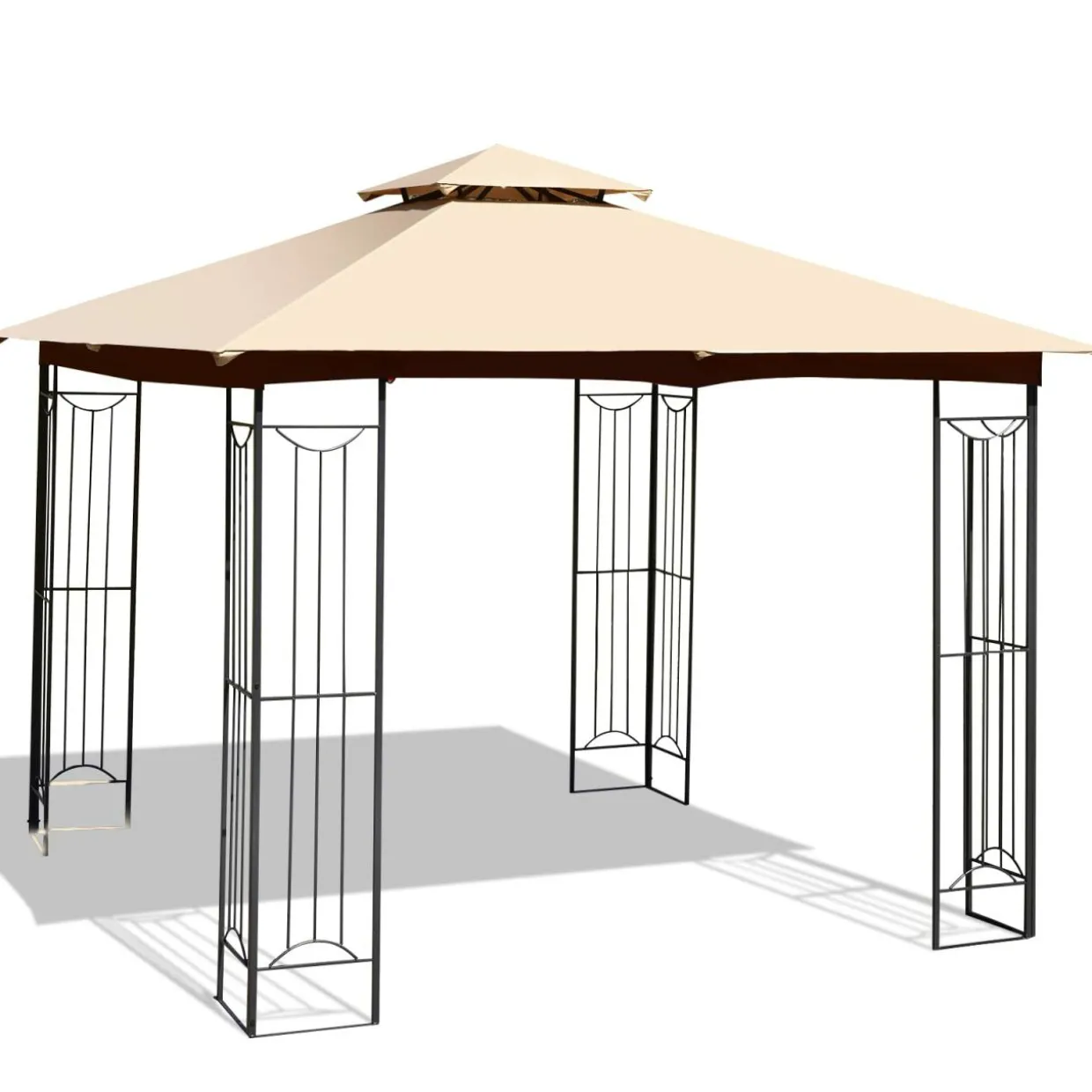 Tangkula 10 x 10 FT Patio Gazebo, Double Roof Outdoor Gazebo