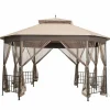 Tangkula 10 x 12 Ft Patio Gazebo, Heavy Duty Octagonal Gazebo Canopy w/Netting Sidewalls & Sturdy Steel Frame