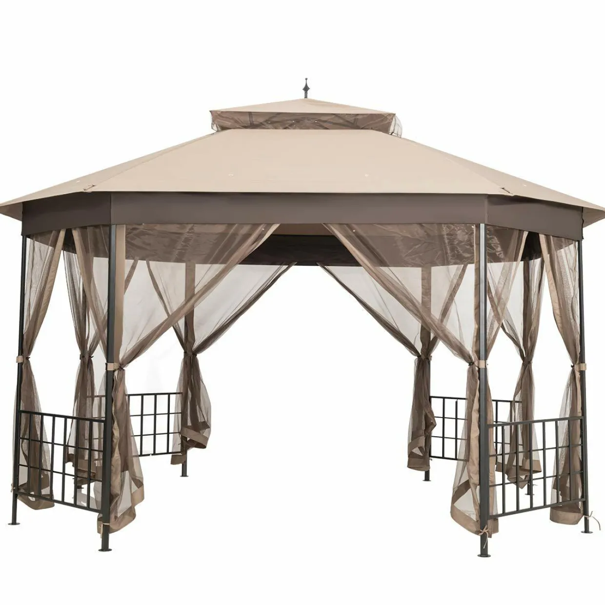 Tangkula 10 x 12 Ft Patio Gazebo, Heavy Duty Octagonal Gazebo Canopy w/Netting Sidewalls & Sturdy Steel Frame