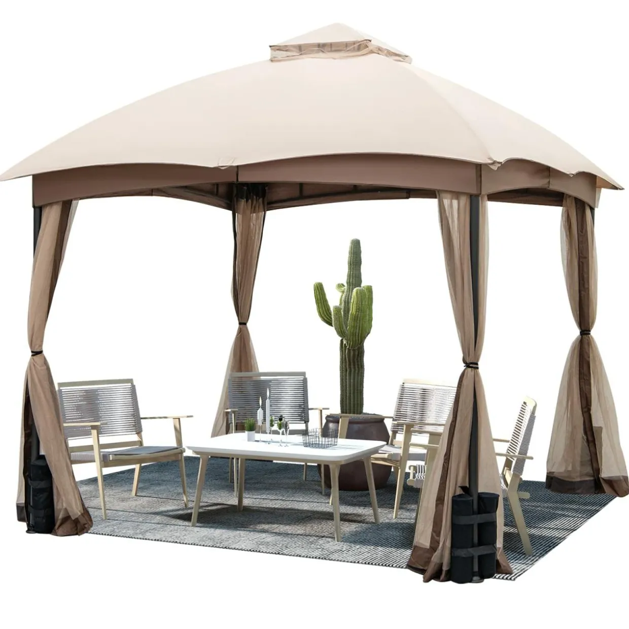 Tangkula 10 X 10 FT Patio Gazebo with Privacy Netting
