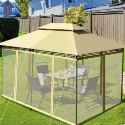 Tangkula 10 x 13 FT Patio Gazebo, 2-Tier Outdoor Gazebo