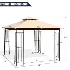 Tangkula 10 x 10 FT Patio Gazebo, Double Roof Outdoor Gazebo