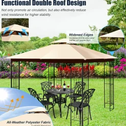 Tangkula 10 x 10 FT Patio Gazebo, Double Roof Outdoor Gazebo
