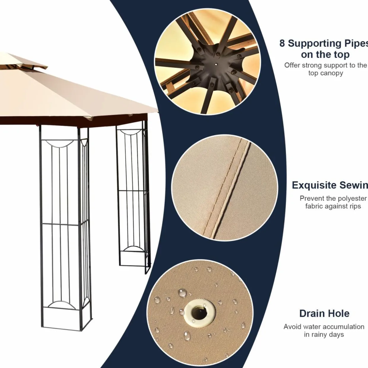 Tangkula 10 x 10 FT Patio Gazebo, Double Roof Outdoor Gazebo
