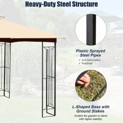 Tangkula 10 x 10 FT Patio Gazebo, Double Roof Outdoor Gazebo