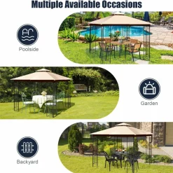 Tangkula 10 x 10 FT Patio Gazebo, Double Roof Outdoor Gazebo