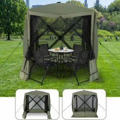 Tangkula 6.7 x 6.7 Ft Pop Up Gazebo with Netting, Portable Screen Tent with 4 Sided Mesh Walls