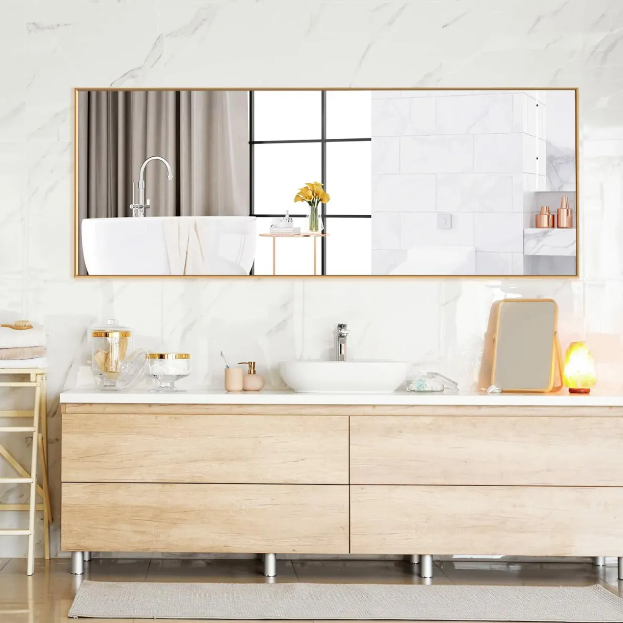 Tangkula 59" x 22" Full Length Mirror, Full Body Mirror with Rectangular Aluminum Frame and Explosion-Proof Glass