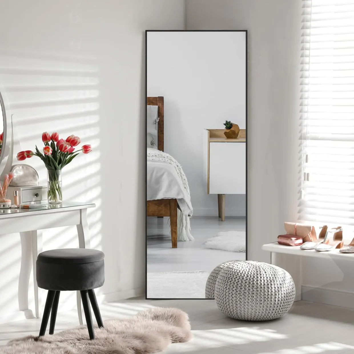 Tangkula 59" x 22" Full Length Mirror, Full Body Mirror with Rectangular Aluminum Frame and Explosion-Proof Glass