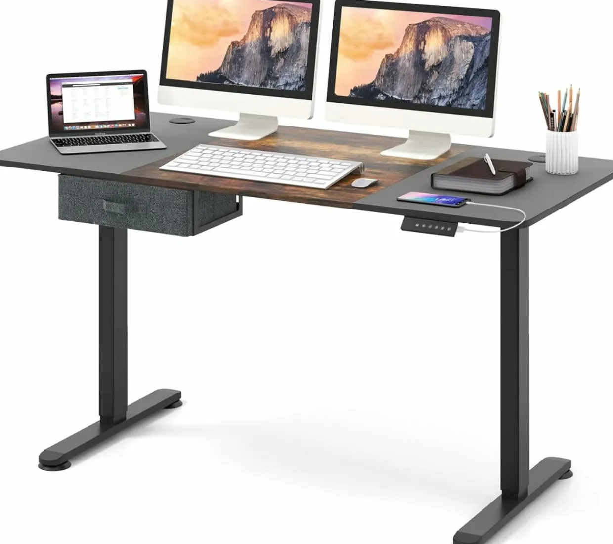 Tangkula 55” x 28” Height Adjustable Electric Standing Desk, Ergonomic Sit Stand Desk