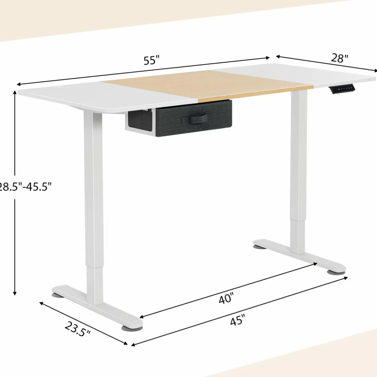 Tangkula 55” x 28” Height Adjustable Electric Standing Desk, Ergonomic Sit Stand Desk