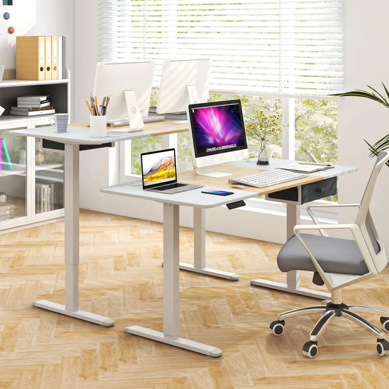 Tangkula 55” x 28” Height Adjustable Electric Standing Desk, Ergonomic Sit Stand Desk