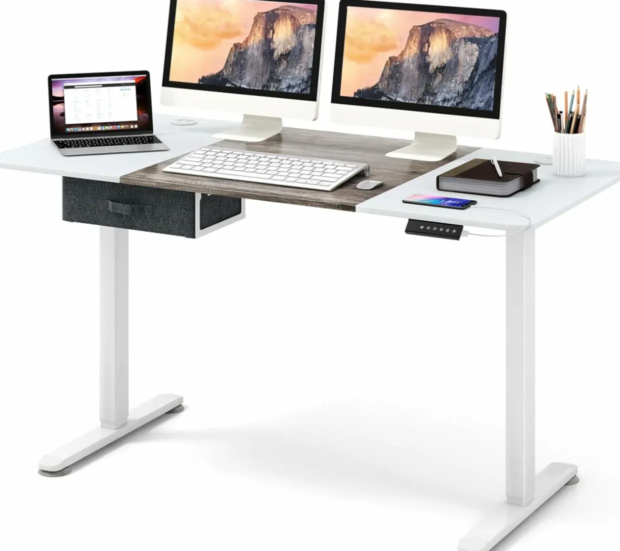 Tangkula 55” x 28” Height Adjustable Electric Standing Desk, Ergonomic Sit Stand Desk