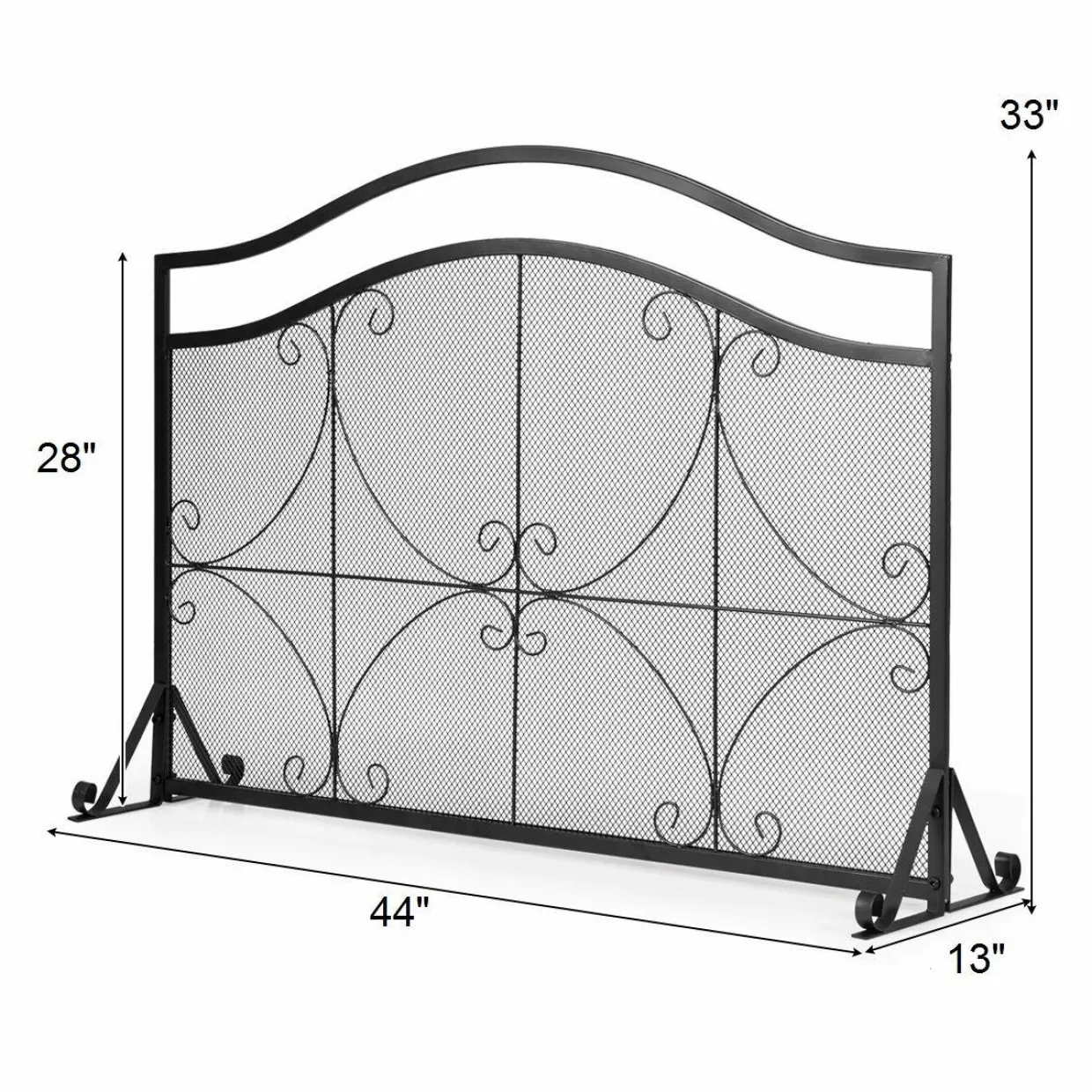 Tangkula 44.5" X 33" Inch Fireplace Screen, Decorative Iron Single Panel Fire Spark Guard Gate w/Metal Mesh