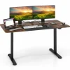Tangkula 55 x 28 Inch Large Electric Standing Desk, Height Adjustable Sit to Stand Desk with Powerful Motor & Hanging Hook