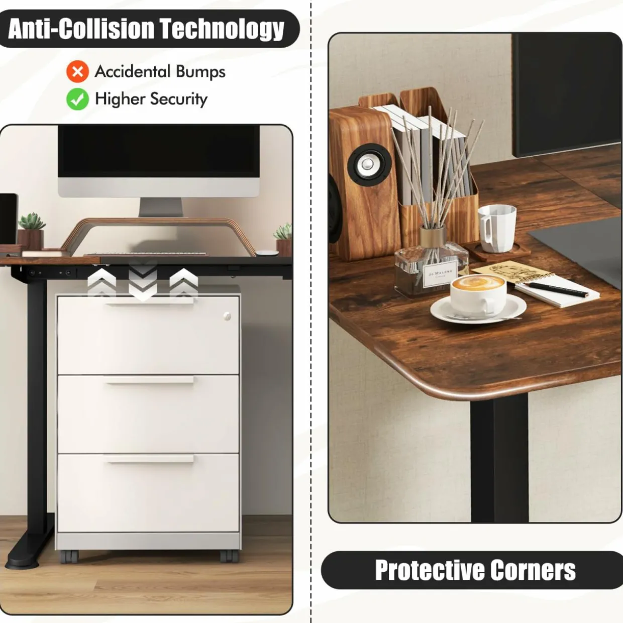 Tangkula 55 x 28 Inch Large Electric Standing Desk, Height Adjustable Sit to Stand Desk with Powerful Motor & Hanging Hook
