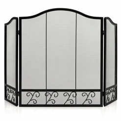 Tangkula 50 x 31 Inches 3-Panel Heat-Resistant Metal Mesh Fireplace Screen