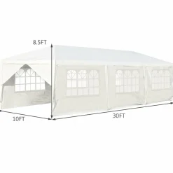Tangkula 10' x 30' Outdoor Waterproof Gazebo Canopy w/ 6 Removable Sidewalls and 2 Doorways