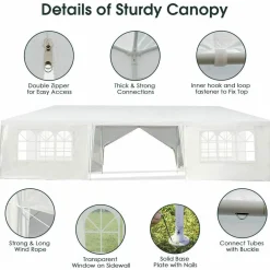 Tangkula 10' x 30' Outdoor Waterproof Gazebo Canopy w/ 6 Removable Sidewalls and 2 Doorways