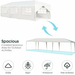 Tangkula 10' x 30' Outdoor Waterproof Gazebo Canopy w/ 6 Removable Sidewalls and 2 Doorways