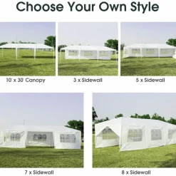 Tangkula 10' x 30' Outdoor Waterproof Gazebo Canopy w/ 6 Removable Sidewalls and 2 Doorways