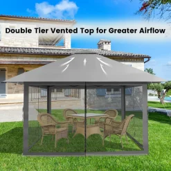 Tangkula 13' x 13' Pop-up Gazebo Canopy, Instant Setup Canopy Tent