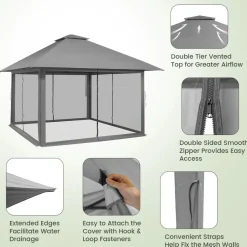 Tangkula 13' x 13' Pop-up Gazebo Canopy, Instant Setup Canopy Tent