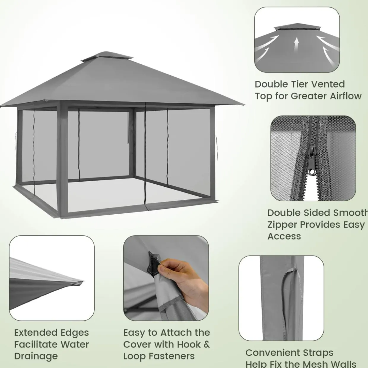 Tangkula 13' x 13' Pop-up Gazebo Canopy, Instant Setup Canopy Tent