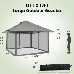 Tangkula 13' x 13' Pop-up Gazebo Canopy, Instant Setup Canopy Tent