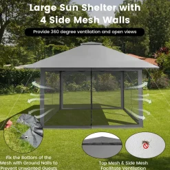 Tangkula 13' x 13' Pop-up Gazebo Canopy, Instant Setup Canopy Tent