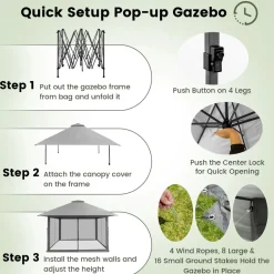 Tangkula 13' x 13' Pop-up Gazebo Canopy, Instant Setup Canopy Tent