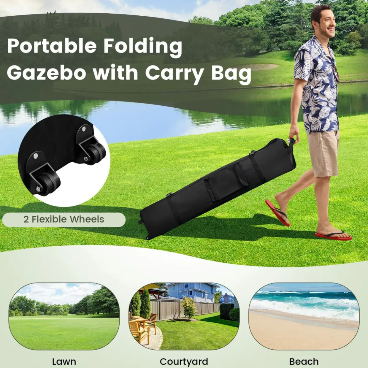 Tangkula 13' x 13' Pop-up Gazebo Canopy, Instant Setup Canopy Tent