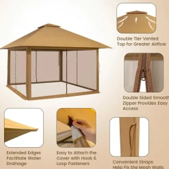 Tangkula 13' x 13' Pop-up Gazebo Canopy, Instant Setup Canopy Tent