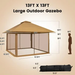 Tangkula 13' x 13' Pop-up Gazebo Canopy, Instant Setup Canopy Tent