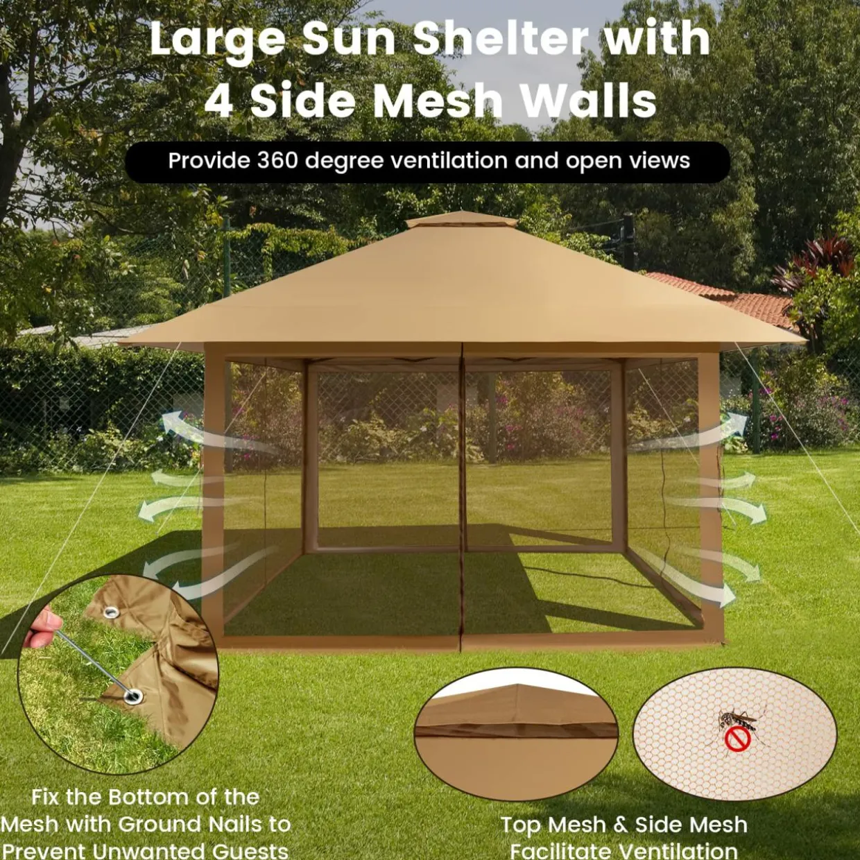 Tangkula 13' x 13' Pop-up Gazebo Canopy, Instant Setup Canopy Tent