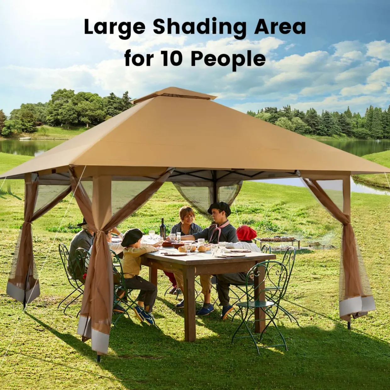 Tangkula 13' x 13' Pop-up Gazebo Canopy, Instant Setup Canopy Tent