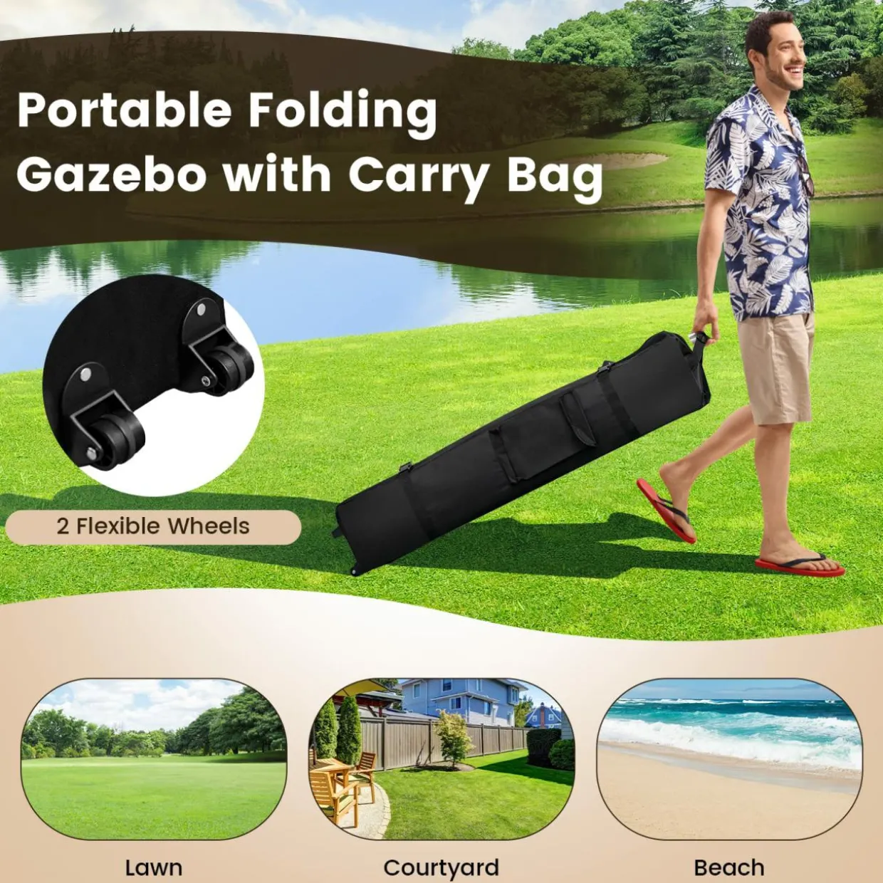 Tangkula 13' x 13' Pop-up Gazebo Canopy, Instant Setup Canopy Tent