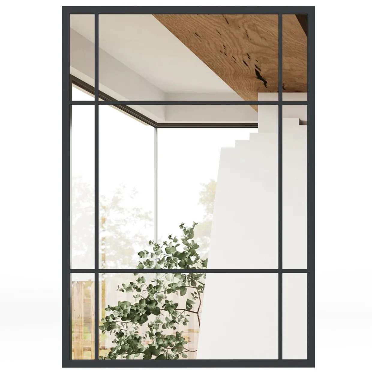 Tangkula 28" x 40" Rectangle Window Mirror, 3-Layered Modern Mirror with Metal Frame