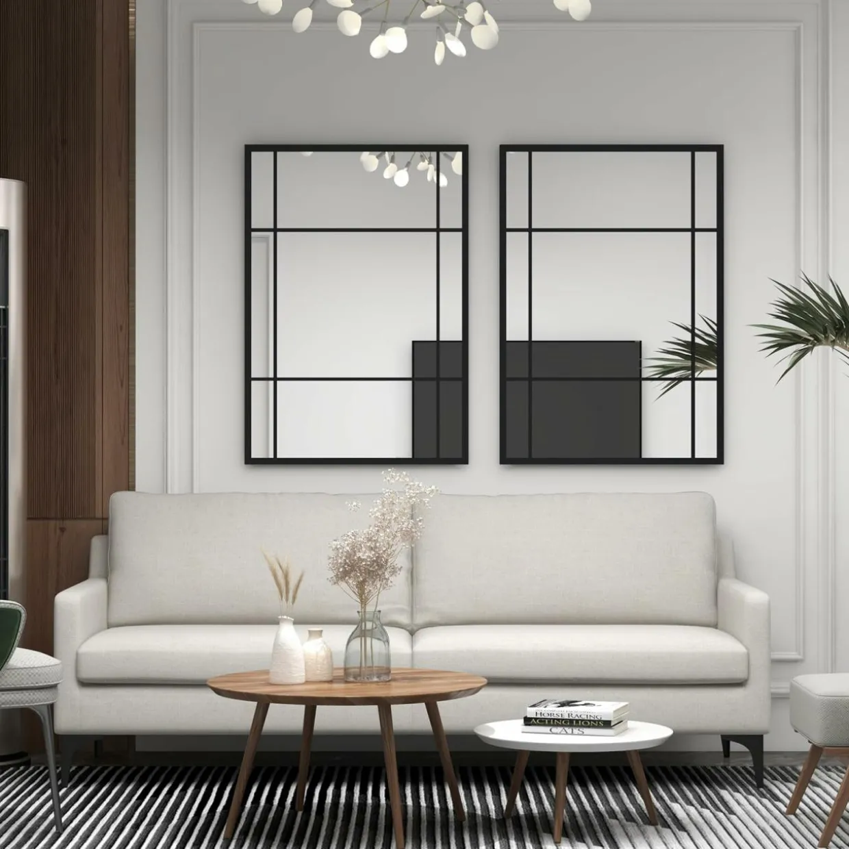 Tangkula 28" x 40" Rectangle Window Mirror, 3-Layered Modern Mirror with Metal Frame