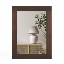 Tangkula 24" x 32" Wood Mirror for Wall, Wall Mounted Rectangular Decorative Mirror for Bathroom Living Room